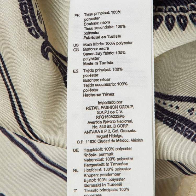 Pre Owned Sandro Cream /Navy Blue Paisley Print Satin Midi Dress S