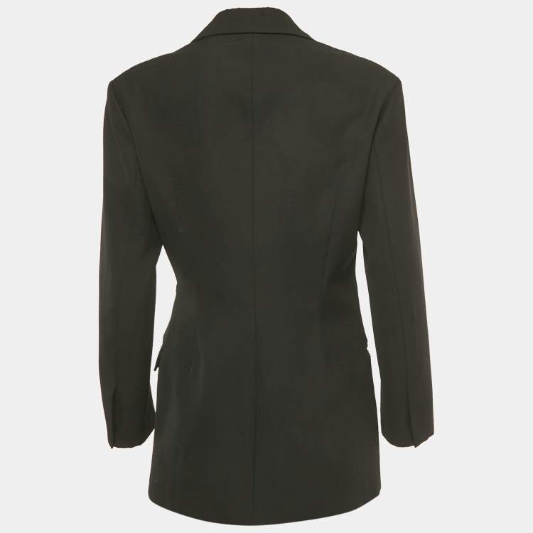 Pre Owned Sandro Black Wool Blend Double Breasted Snap Hook Blazer S