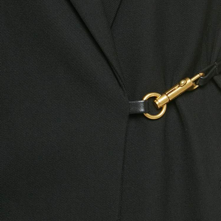 Pre Owned Sandro Black Wool Blend Double Breasted Snap Hook Blazer S