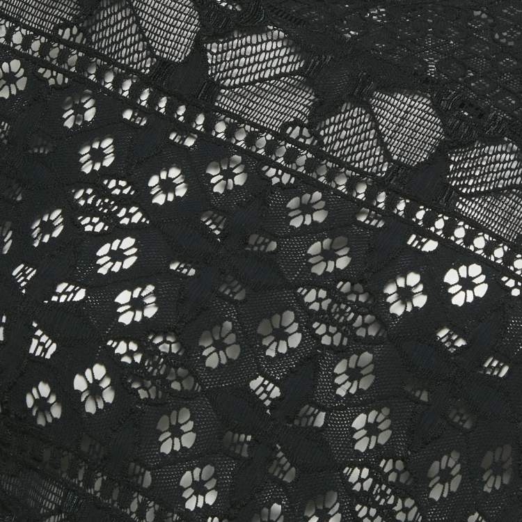 Pre Owned Sandro Black Stretch Lace Sheer Top M