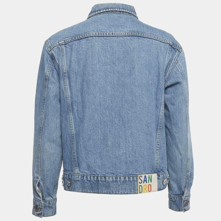Pre Owned Sandro Blue Denim Long Sleeve Jacket S