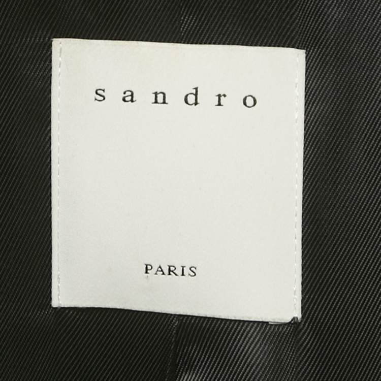 Pre Owned Sandro Grey /White Crepe Blend Double Breasted Blazer L