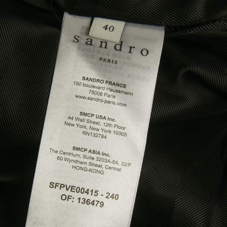 Pre Owned Sandro Grey /White Crepe Blend Double Breasted Blazer L