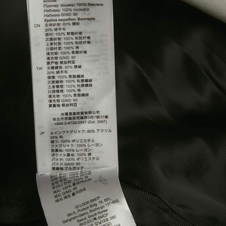 Pre Owned Sandro Grey /White Crepe Blend Double Breasted Blazer L