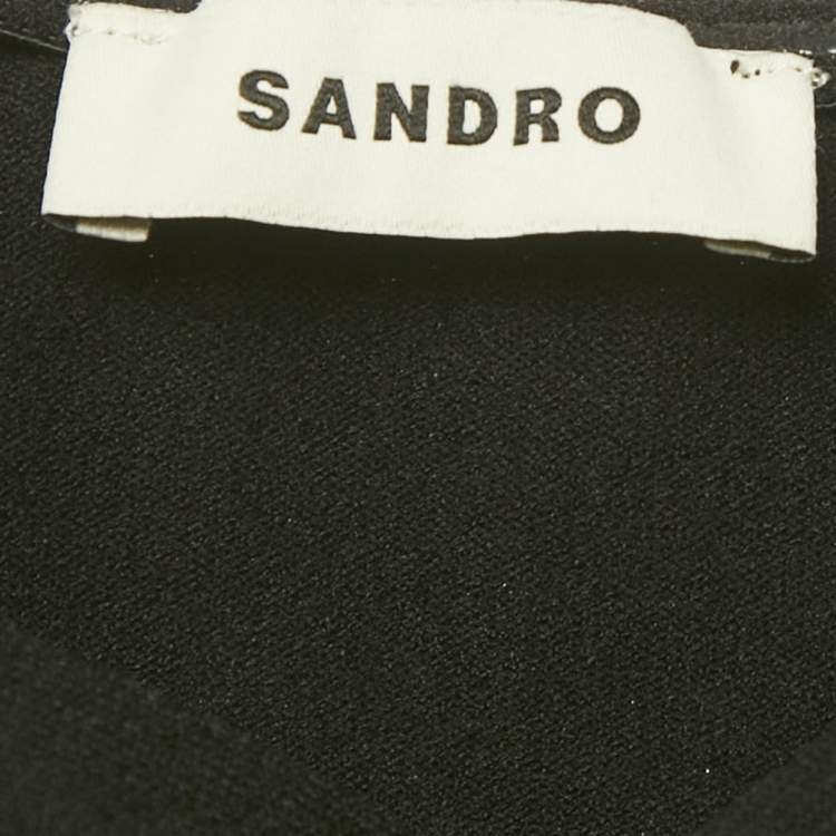 Pre Owned Sandro Black Jersey Ruche Off-Shoulder Top M