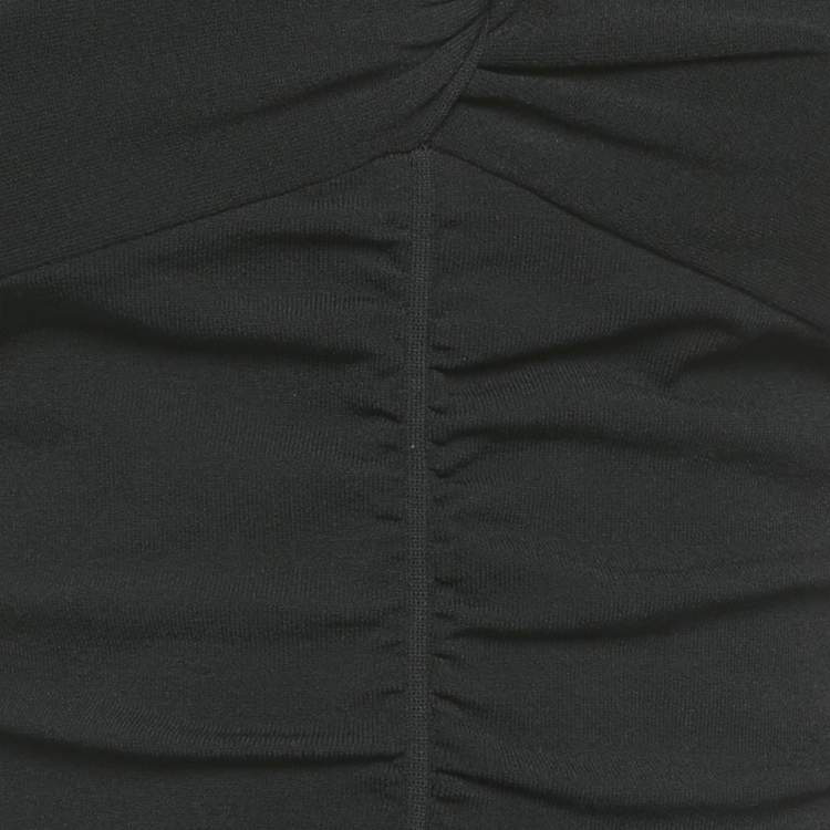 Pre Owned Sandro Black Jersey Ruche Off-Shoulder Top M