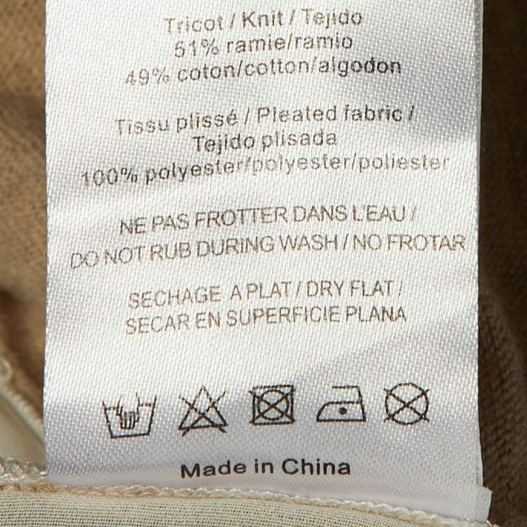 Pre Owned Sandro Beige Knit & Crepe Pleated Cardigan M