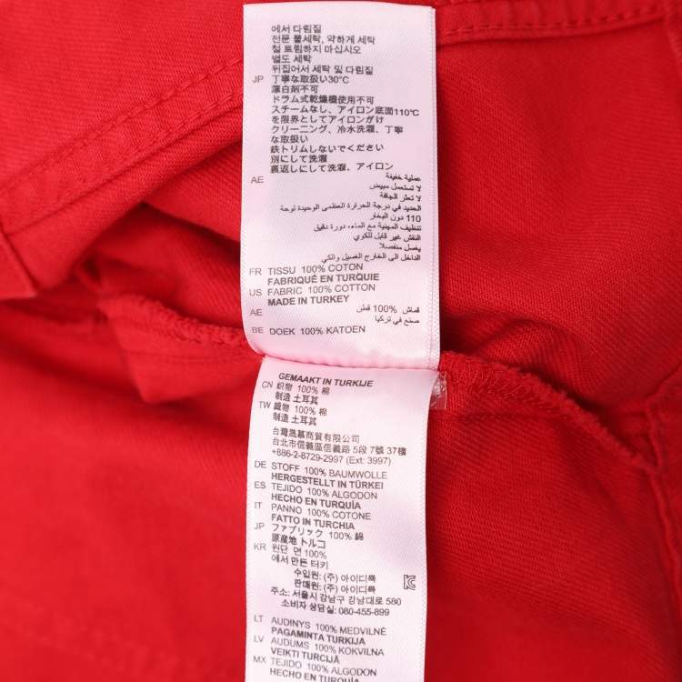 Pre Owned Sandro Red Denim Button Front Lace-Up Detail Jacket M