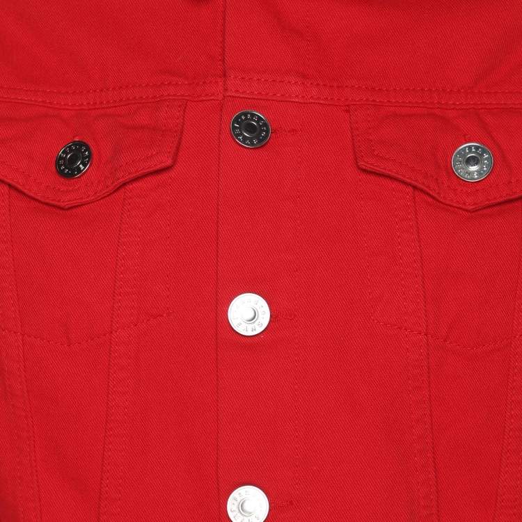 Pre Owned Sandro Red Denim Button Front Lace-Up Detail Jacket M