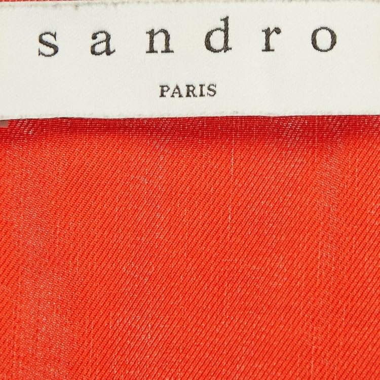 Pre Owned Sandro Orange Silk Ruffled Top S