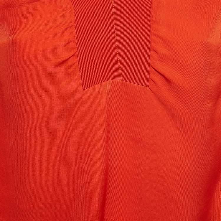 Pre Owned Sandro Orange Silk Ruffled Top S