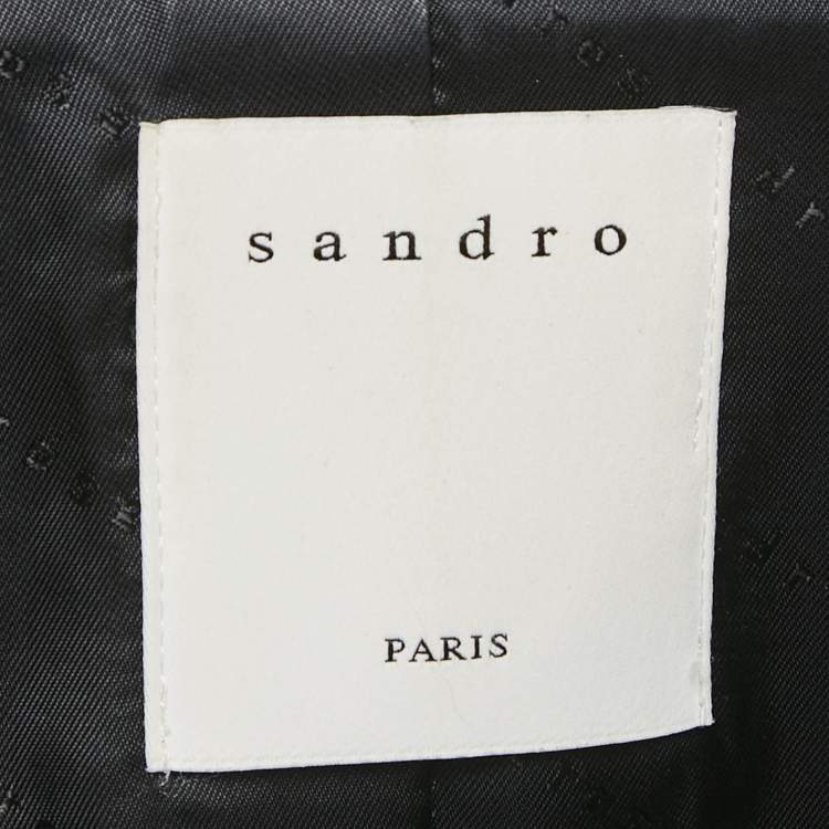 Pre Owned Sandro Black Jacquard Tweed Zip-Up Jacket S