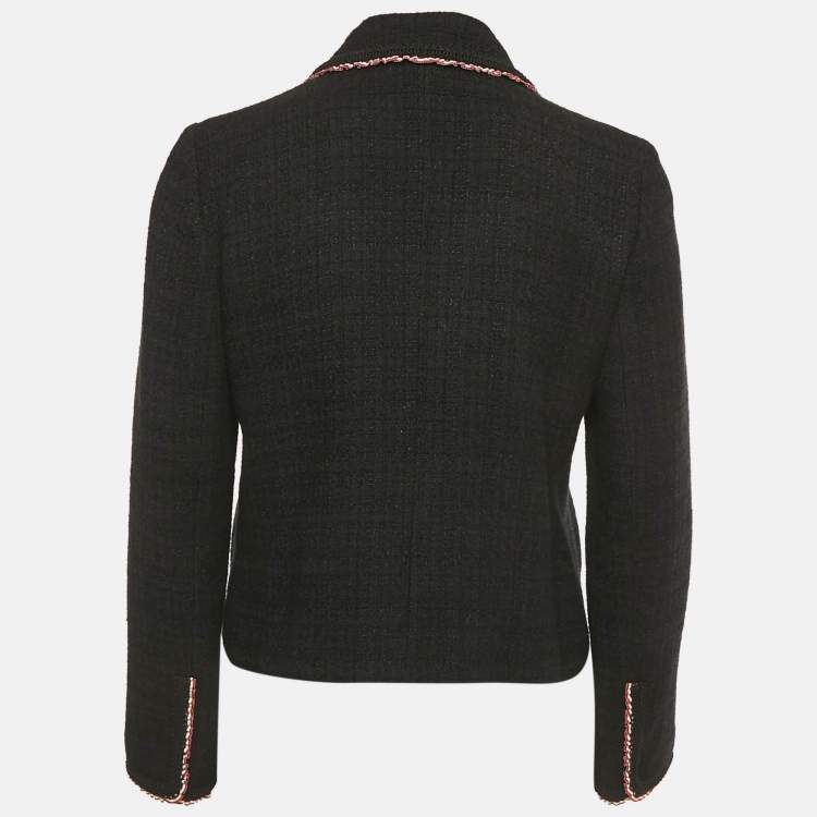 Pre Owned Sandro Black Jacquard Tweed Zip-Up Jacket S