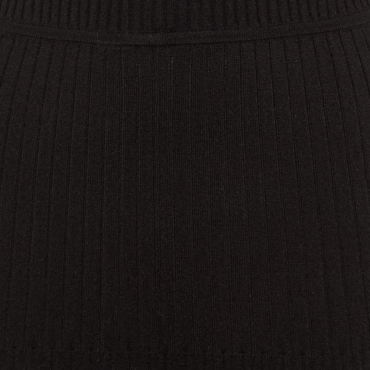 Pre Owned Sandro Black Wool Knit Janis Fringed Long Sweater Dress S