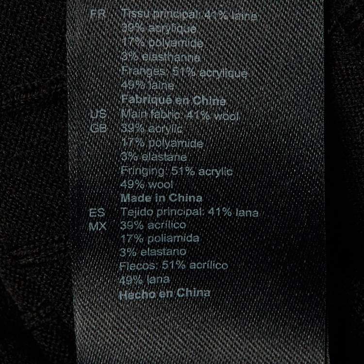 Pre Owned Sandro Black Wool Knit Janis Fringed Long Sweater Dress S