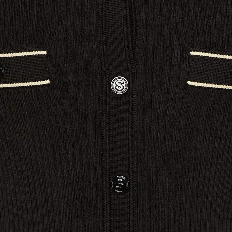 Pre Owned Sandro Black Rib Knit Button Front Long Dress M