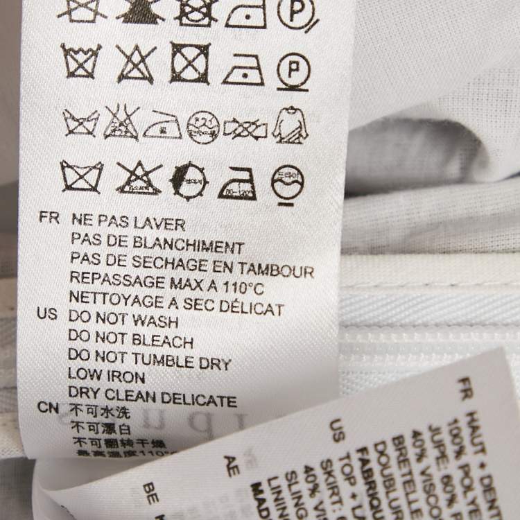 Pre Owned Sandro White /Navy Blue Striped Lace & Crepe Midi Dress M