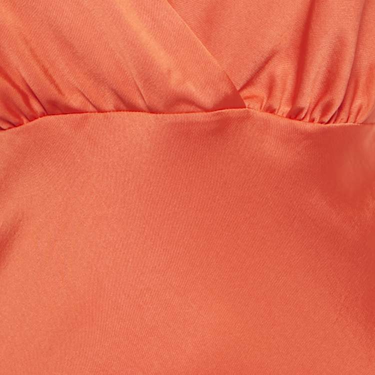 Pre Owned Sandro Orange Satin Floaty Maxi Dress S