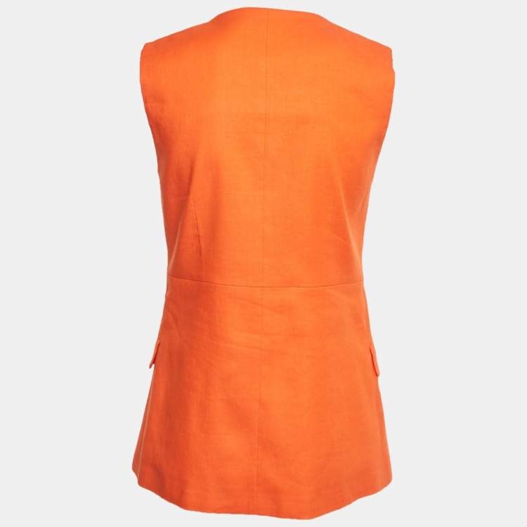 Pre Owned Sandro Orange Linen Blend Vest S