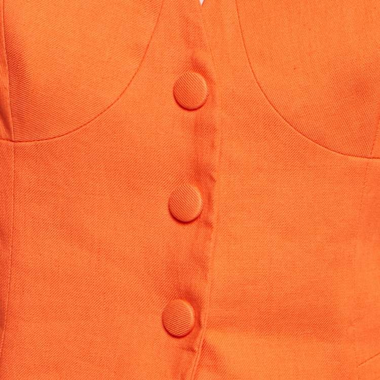 Pre Owned Sandro Orange Linen Blend Vest S