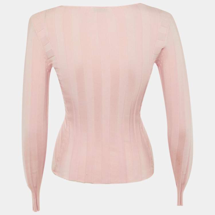 Pre Owned Sandro Pink Rib Knit Long Sleeve Jumper XS 
