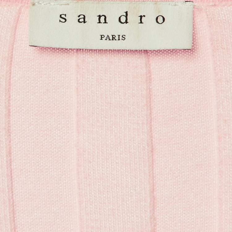 Pre Owned Sandro Pink Rib Knit Long Sleeve Jumper XS 