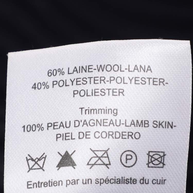 Pre Owned Sandro Navy Blue/Black Rib Knit and Leather Tops S