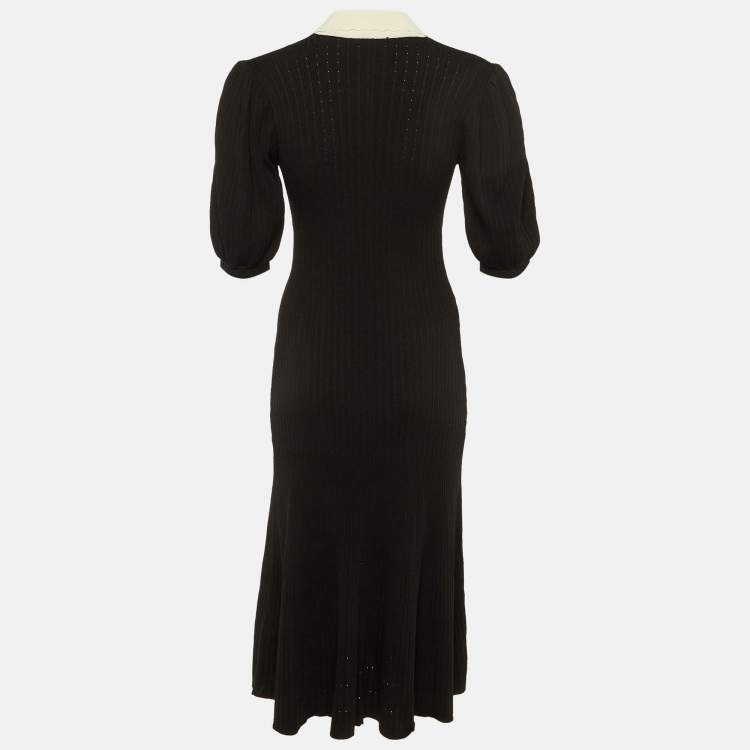 مملوكة مسبقًا Sandro Black Knit Button Front Midi Dress M
