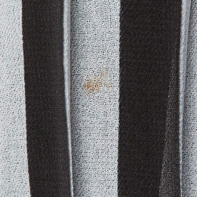 Pre Owned Sandro Black /White Pleated Crepe Midi Dress M