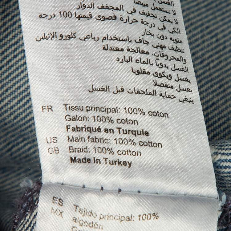 Pre Owned Sandro Blue Distressed Denim Braid Trim Jacket XL