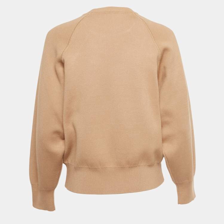 Pre Owned Sandro Beige Stretch Cotton Crewneck Sweater XS