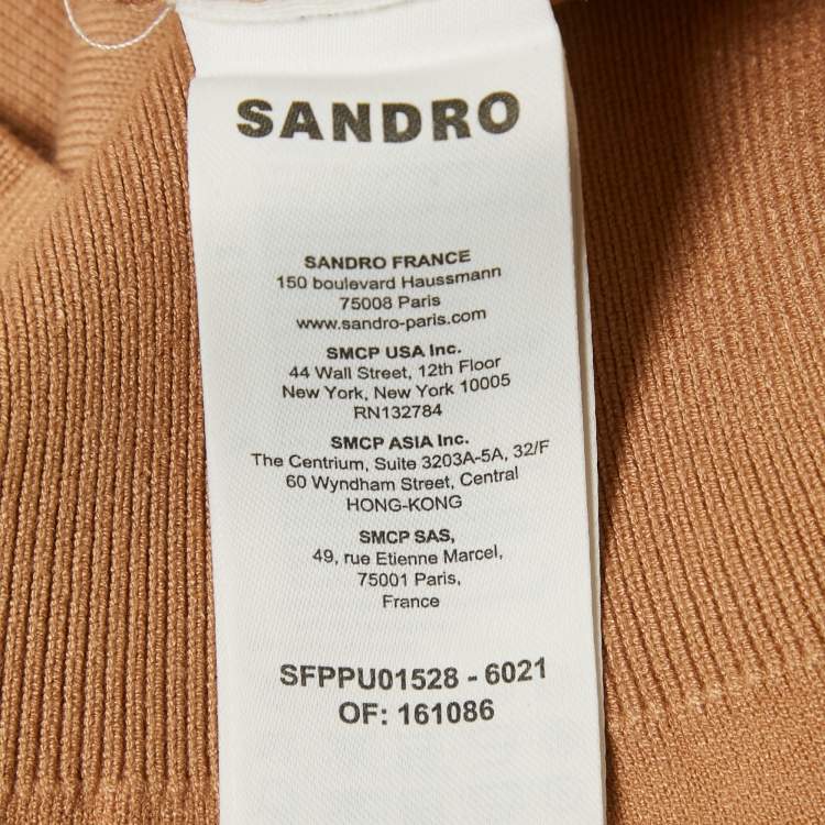 Pre Owned Sandro Beige Stretch Cotton Crewneck Sweater XS