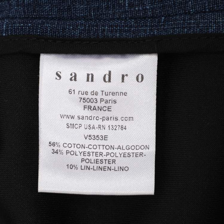 Pre Owned Sandro Blue Denim Short Sleeve Blazer Jacket S