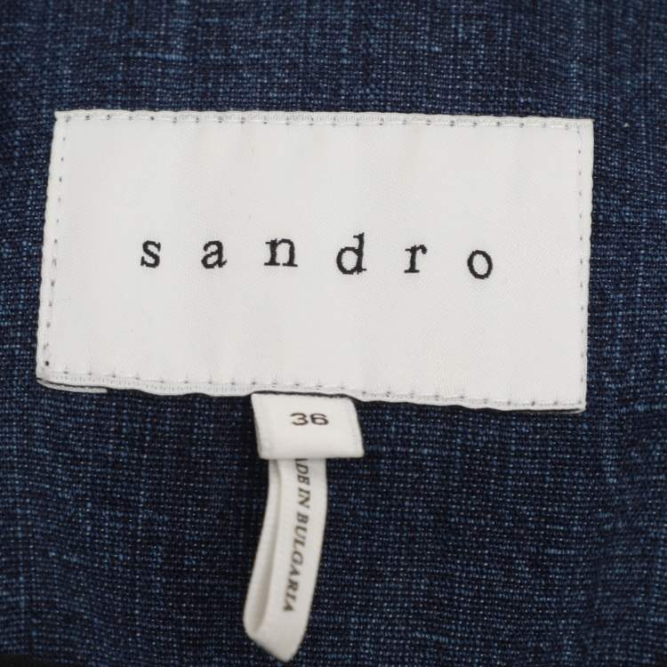 Pre Owned Sandro Blue Denim Short Sleeve Blazer Jacket S
