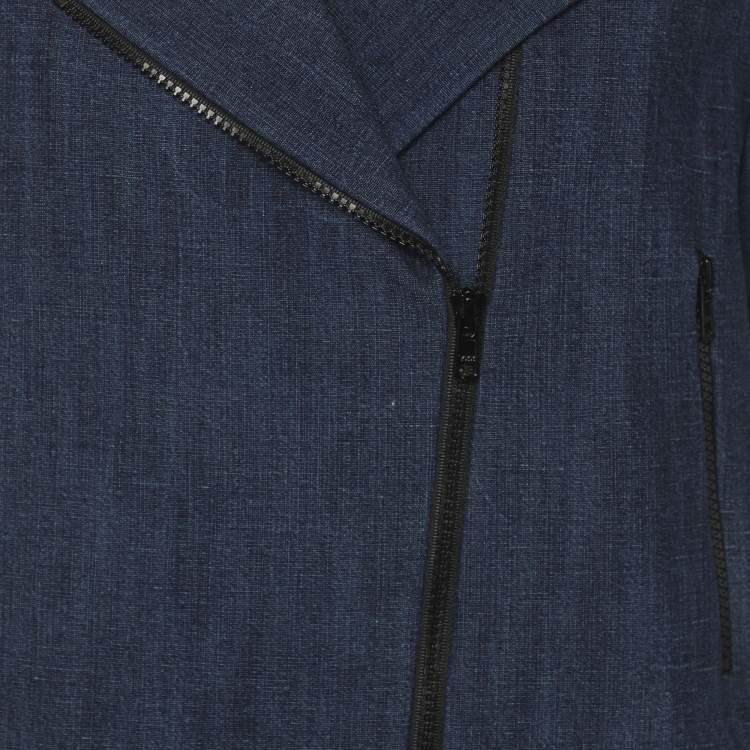 Pre Owned Sandro Blue Denim Short Sleeve Blazer Jacket S