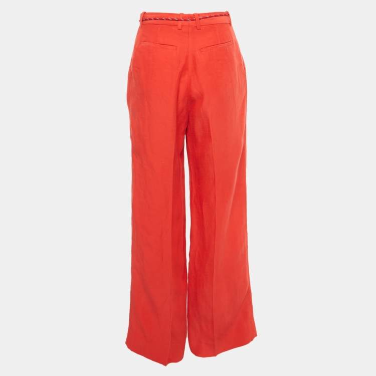 Pre Owned Sandro Red Linen Blend Trousers S