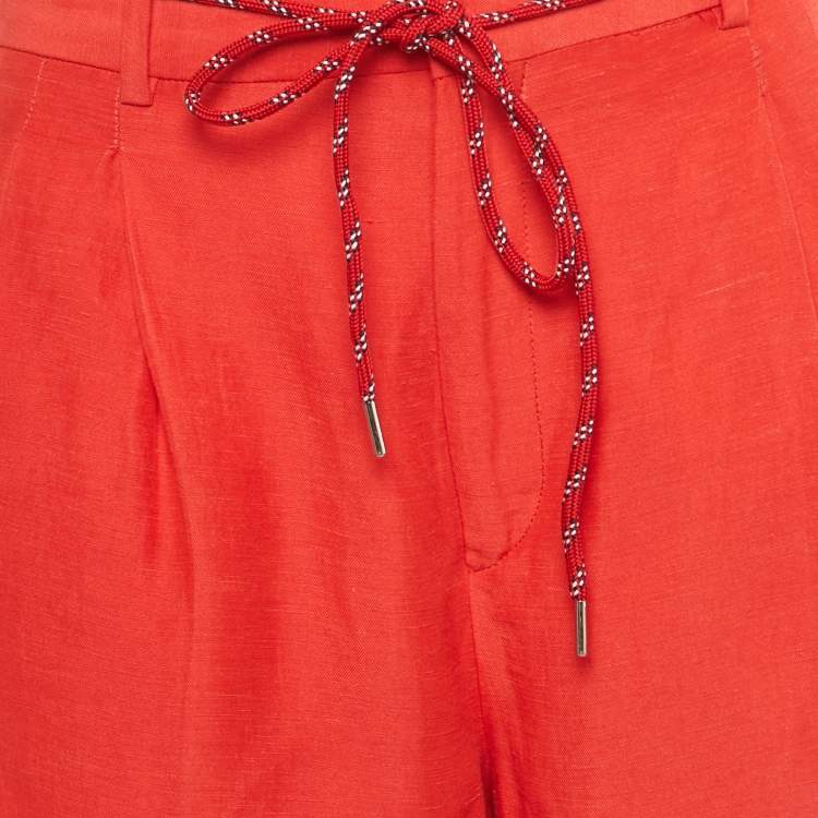 Pre Owned Sandro Red Linen Blend Trousers S