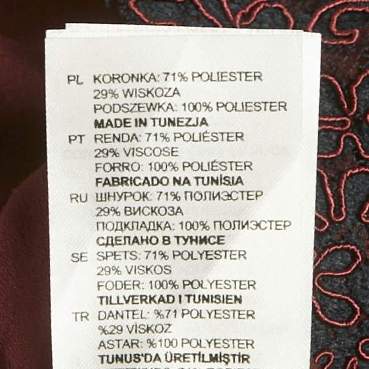 Pre Owned Sandro Navy Blue /Burgundy Lace Top & Skirt Set S