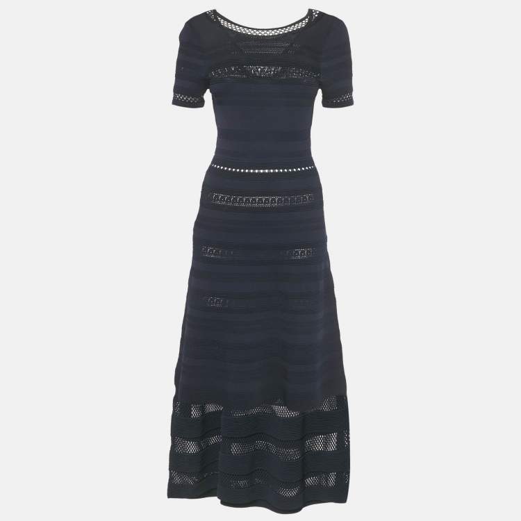مملوكة مسبقًا Sandro Navy Blue Stretch Knit Midi Dress M