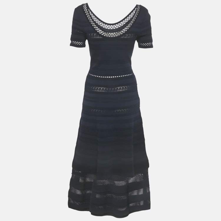 مملوكة مسبقًا Sandro Navy Blue Stretch Knit Midi Dress M
