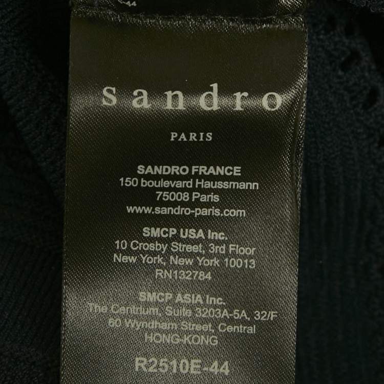 مملوكة مسبقًا Sandro Navy Blue Stretch Knit Midi Dress M