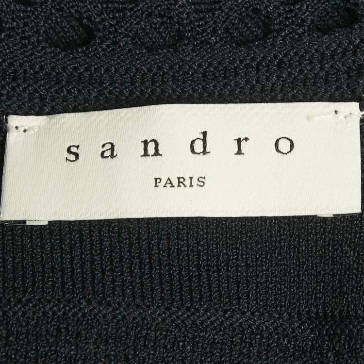 مملوكة مسبقًا Sandro Navy Blue Stretch Knit Midi Dress M