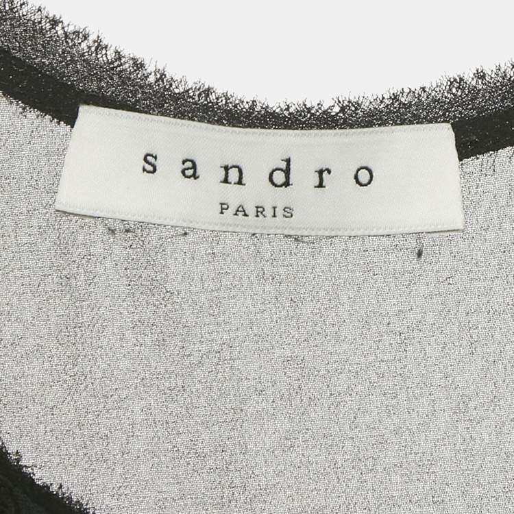 Pre Owned Sandro Black Rib Knit Frayed Detail Tank Top S