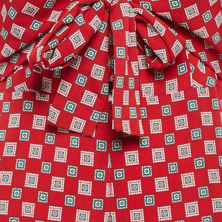 Pre Owned Sandro Red Printed Crepe Jumpsuit L