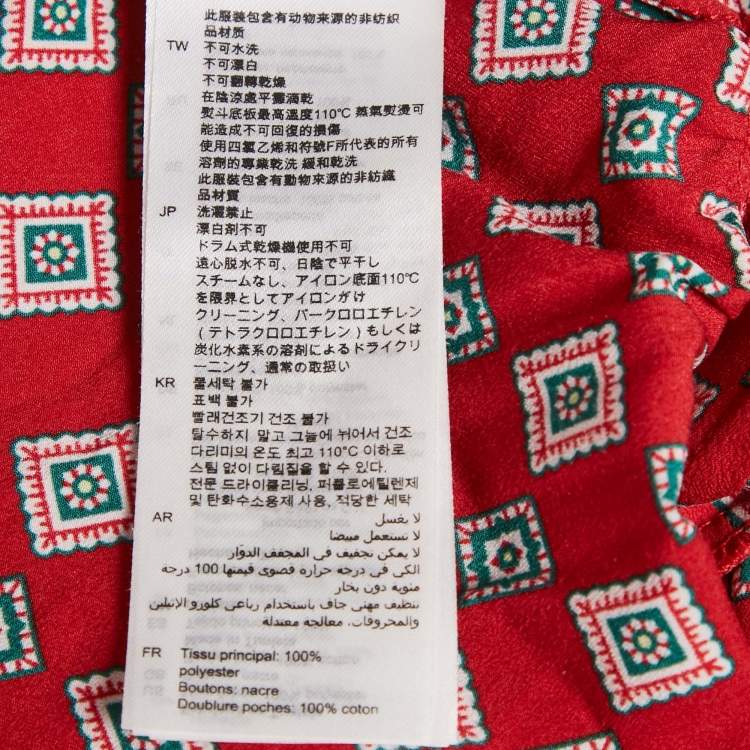 Pre Owned Sandro Red Printed Crepe Jumpsuit L