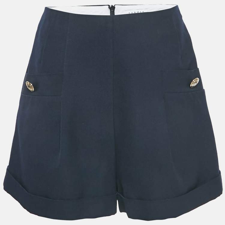 Pre Owned Sandro Navy Blue Gabardine Shorts M