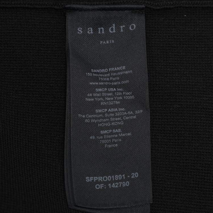 Pre Owned Sandro Black/Cream Knit and Lace Dress L