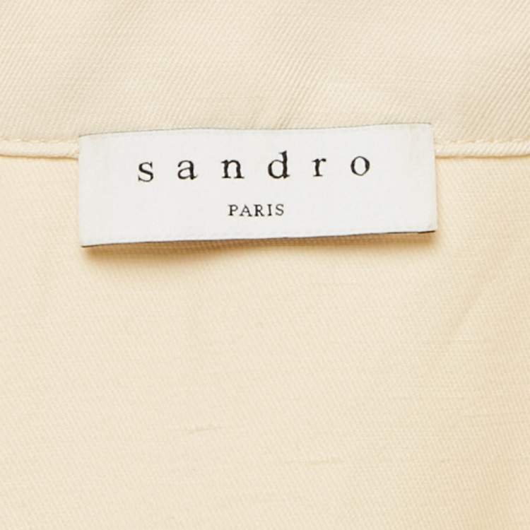 Pre Owned Sandro Beige Linen Blend Button Detail Mini Dress XS