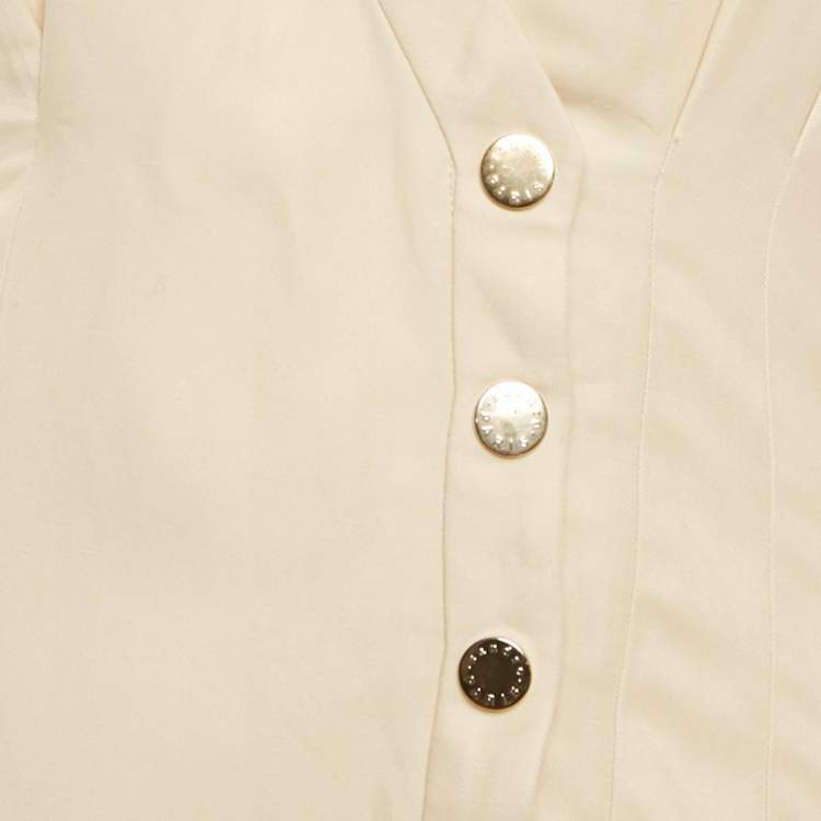 Pre Owned Sandro Beige Linen Blend Button Detail Mini Dress XS