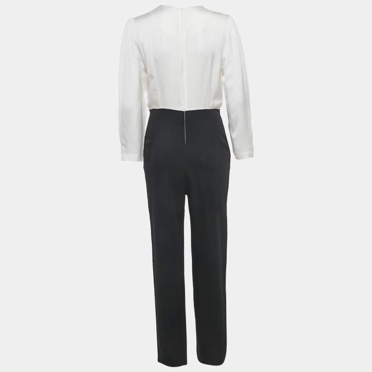 Pre Owned Sandro White /Black Crepe Jumpsuit M